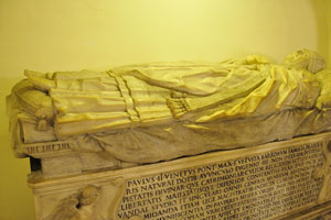 The sarcophagus of Pope Paul II is in the papal tombs in old St. Peter's Basilica