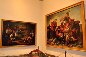 Pinacoteca art gallery, Room XV: Miracle of St. Toribio of Lima by Sebastiano Conca is on the left