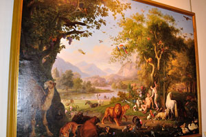 Pinacoteca art gallery, Room XVI: Adam and Eve in the Garden of Eden was painted by Wenzel Peter