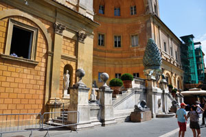 This 1st-century Roman bronze Pigna “Pine Cone” gives the name Cortile della Pigna to the highest terrace
