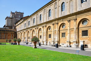 Courtyard of the “Pine Cone” is a high end terrace within the Cortile del Belvedere