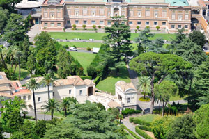 The building of the Vatican Pinacoteca art gallery and the Square Garden