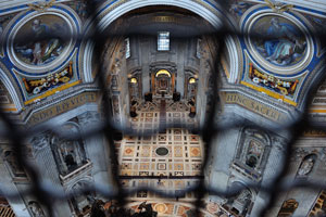 Stop and enjoy the view from the gallery inside the dome looking down into the basilica