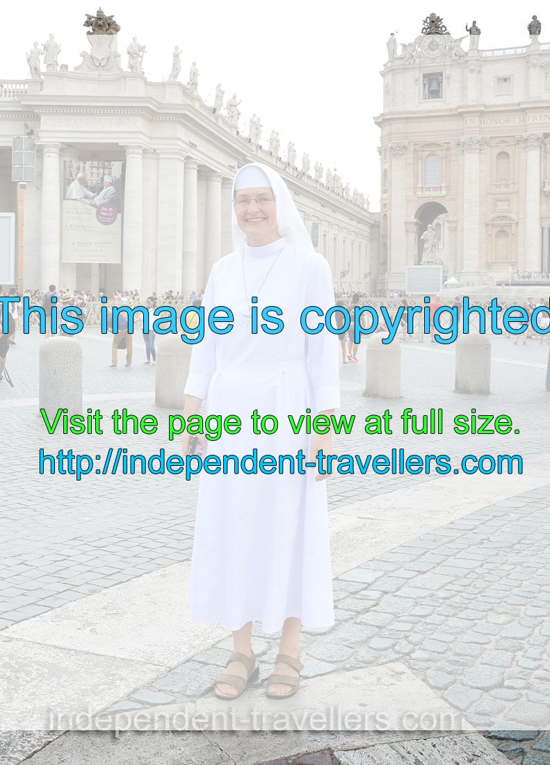 A wonderful christian woman from Vatican is dressed entirely in white