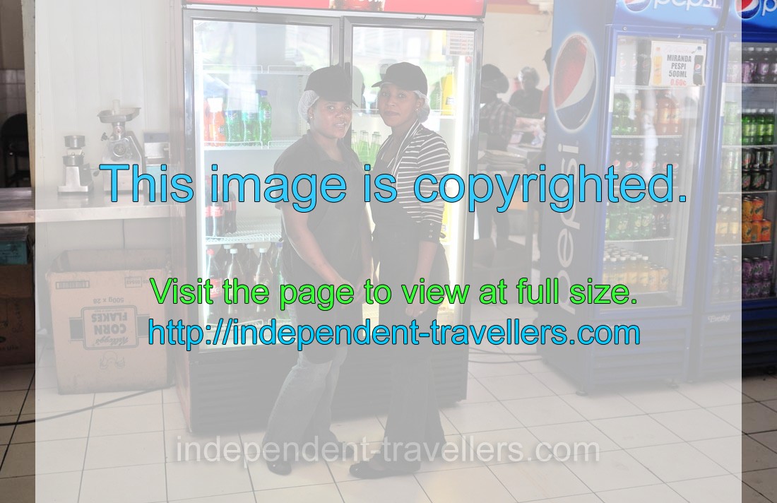 Two lovely Zimbabwean girls work at Mac's Pies restaurant