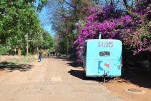 The mobile coffee van is situated on Caravan Way