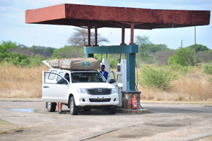The gas station is at the entrance to Hwange National Park