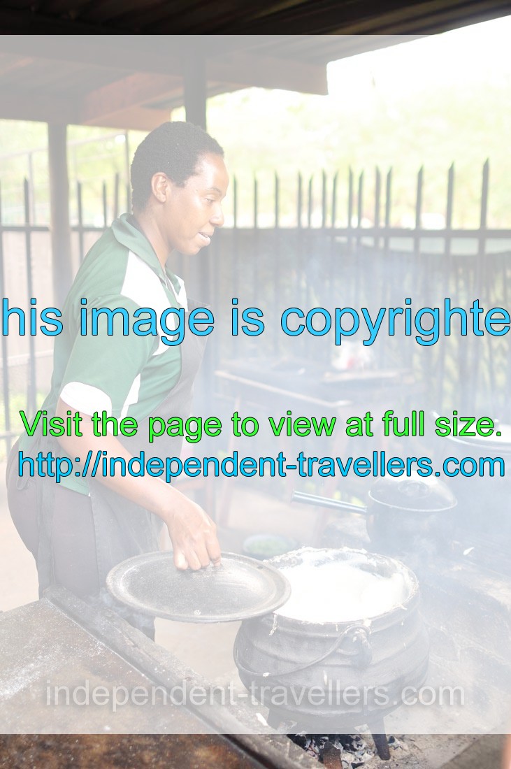 Maize is cooking inside the large pot in the Invuvu Bar