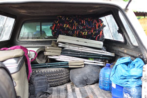 The Toyota Hilux 4x4 rear cargo area